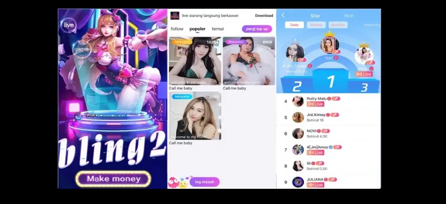 Download Bling2 Live Mod APK (Unlimited Coins, Unlock Room) 3 Fitur Bling2 Live Mod APK unlock room unlimited coins tanpa iklan tampilan Android