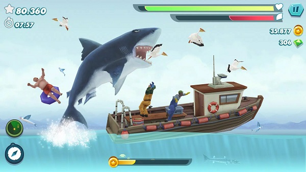 Hungry Shark Evolution MOD APK 13.9.2 Unlimited Money/Gems 3 Hungry Shark Evolution mod apk hiu menyerang manusia dan kapal gameplay