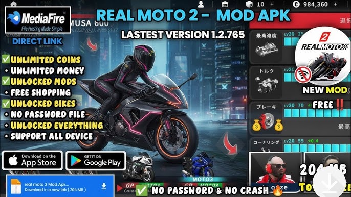 Download Real Moto 2 Mod APK 1.2.785 Unlimited Money 2 Download Real Moto 2 Mod APK gameplay balapan realistis