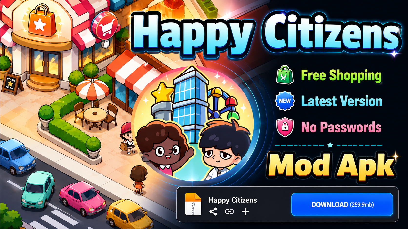 Happy Citizens v1.6.21 MOD APK (Unlimited Money, Energy) 4 perbedaan Happy Citizens MOD APK dan original