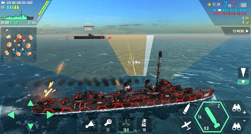 Download Battle of Warships MOD APK v1.74.12 (Unlimited Money, All Ships) 3 Memilih senjata untuk berbagai jarak